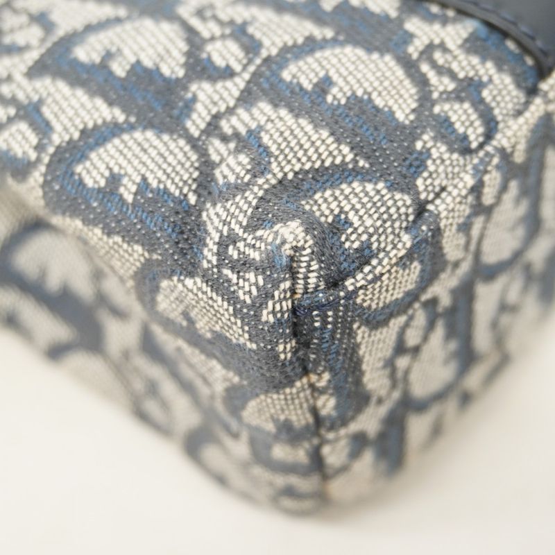 Christian Dior Handbag Trotter Canvas Navy Gold Hardware Women