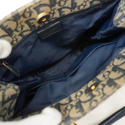 Christian Dior Handbag Trotter Canvas Navy Gold Hardware Women