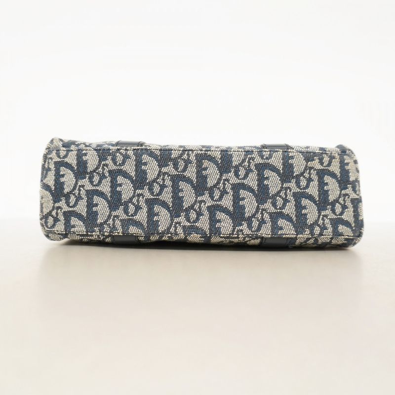 Christian Dior Handbag Trotter Canvas Navy Gold Hardware Women