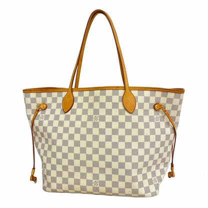 Louis Vuitton Tote Bag Damier Azure Neverfull MM N51107 White Ladies