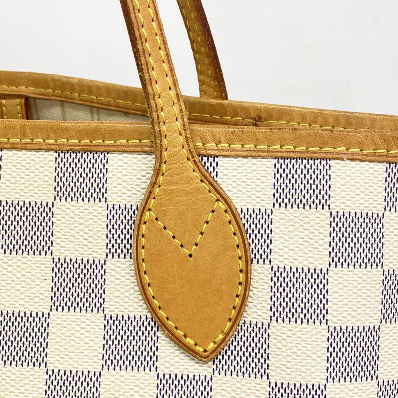 Louis Vuitton Tote Bag Damier Azure Neverfull MM N51107 White Ladies
