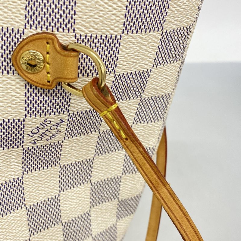 Louis Vuitton Tote Bag Damier Azure Neverfull MM N51107 White Ladies