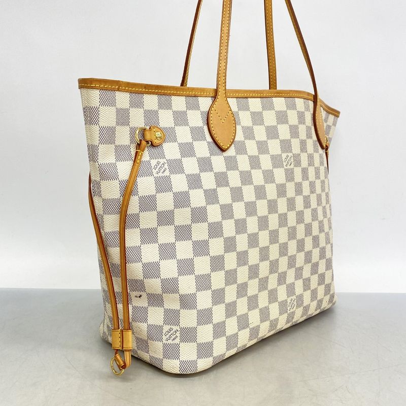 Louis Vuitton Tote Bag Damier Azure Neverfull MM N51107 White Ladies