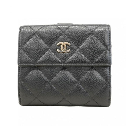 Chanel Wallet Matelasse Caviar Skin Black Gold Hardware Women