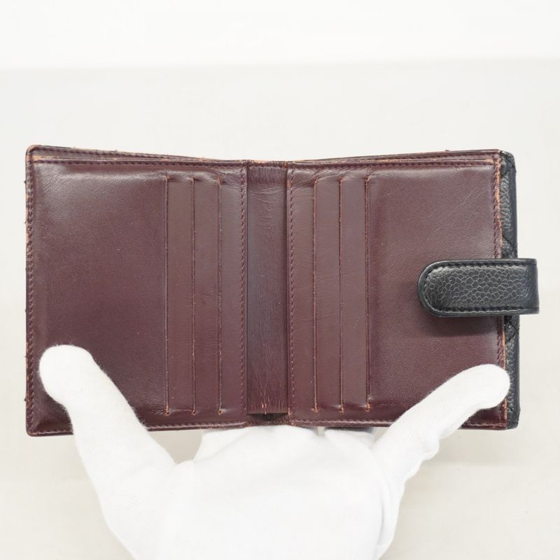 Chanel Wallet Matelasse Caviar Skin Black Gold Hardware Women