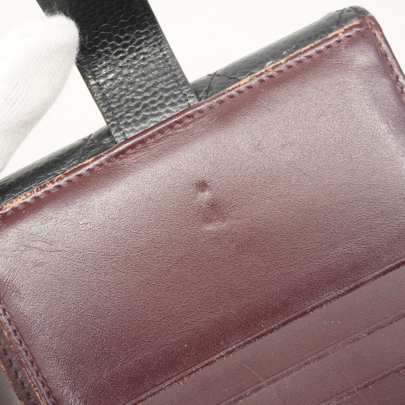 Chanel Wallet Matelasse Caviar Skin Black Gold Hardware Women