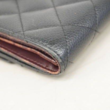 Chanel Wallet Matelasse Caviar Skin Black Gold Hardware Women