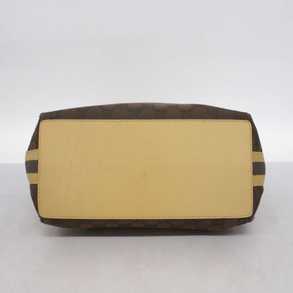 Gucci Tote Bag GG Canvas 31243 Canvas Brown Beige Silver Hardware Women's