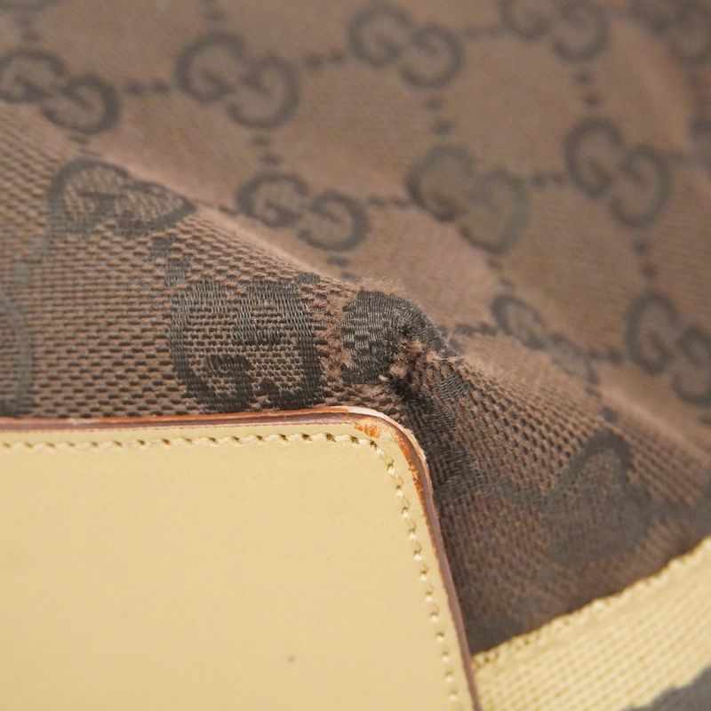 Gucci Tote Bag GG Canvas 31243 Canvas Brown Beige Silver Hardware Women's