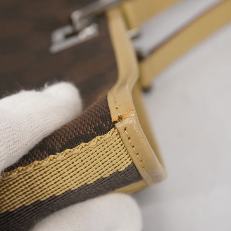 Gucci Tote Bag GG Canvas 31243 Canvas Brown Beige Silver Hardware Women's