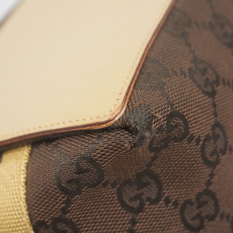 Gucci Tote Bag GG Canvas 31243 Canvas Brown Beige Silver Hardware Women's