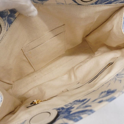 Gucci Tote Bag GG Ribbon/herbarium 432684 Canvas White Blue Chien Pan Gold