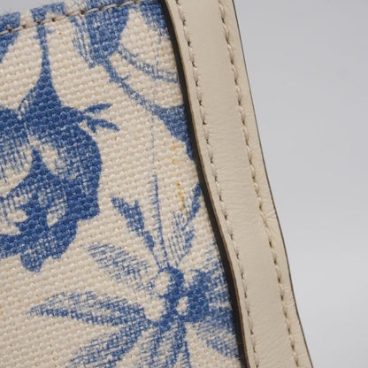 Gucci Tote Bag GG Ribbon/herbarium 432684 Canvas White Blue Chien Pan Gold
