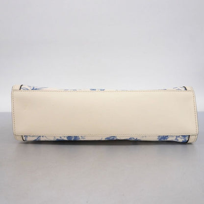 Gucci Tote Bag GG Ribbon/herbarium 432684 Canvas White Blue Chien Pan Gold