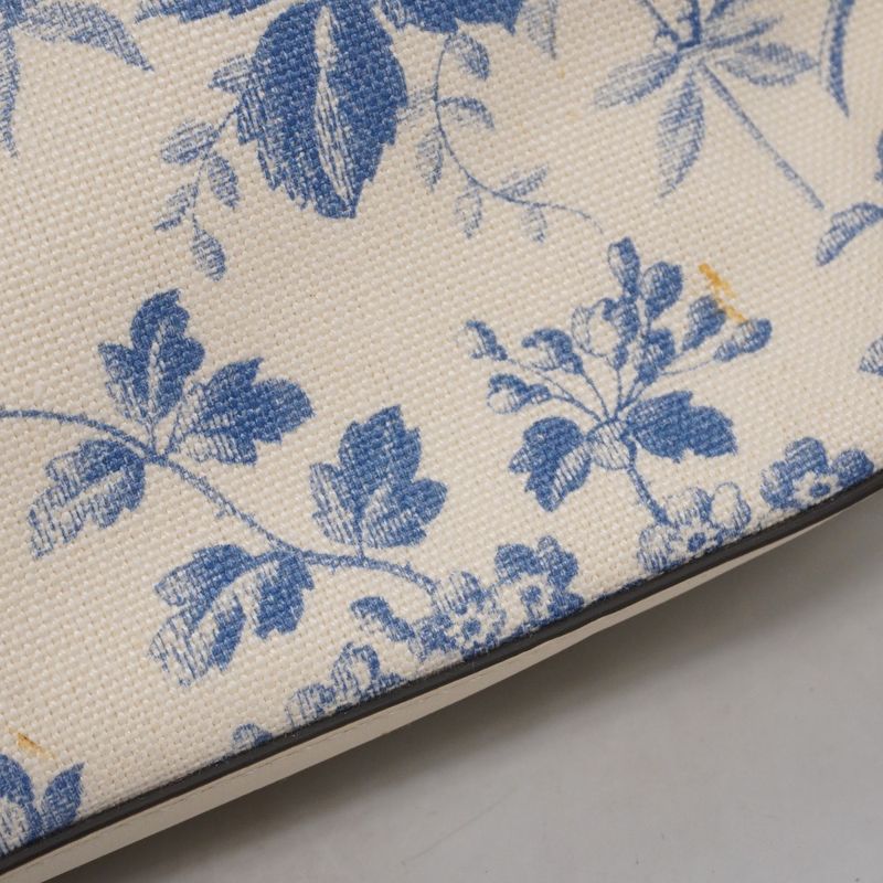 Gucci Tote Bag GG Ribbon/herbarium 432684 Canvas White Blue Chien Pan Gold
