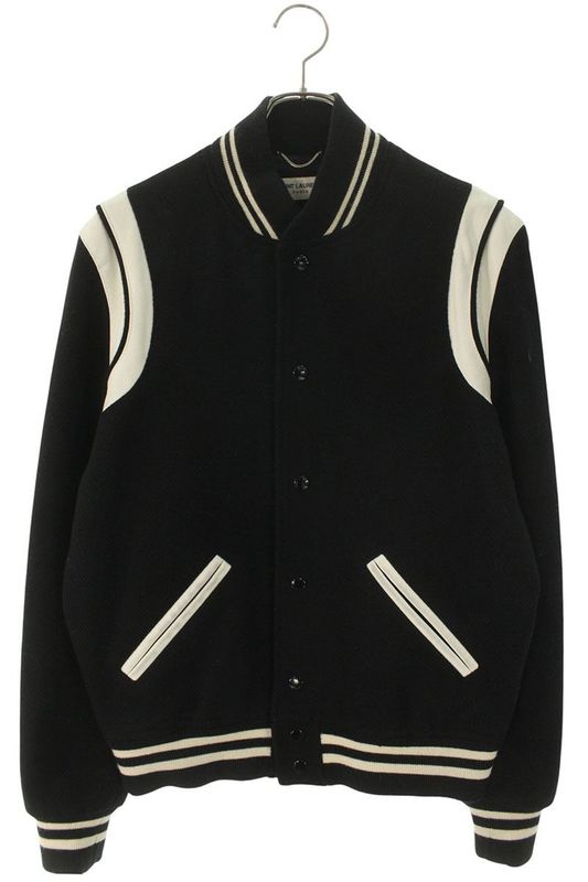 Saint Laurent Paris 354718 Y180w Leather Trim Stajan Blouson Men's 46