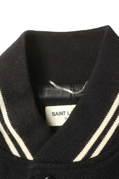 Saint Laurent Paris 354718 Y180w Leather Trim Stajan Blouson Men's 46