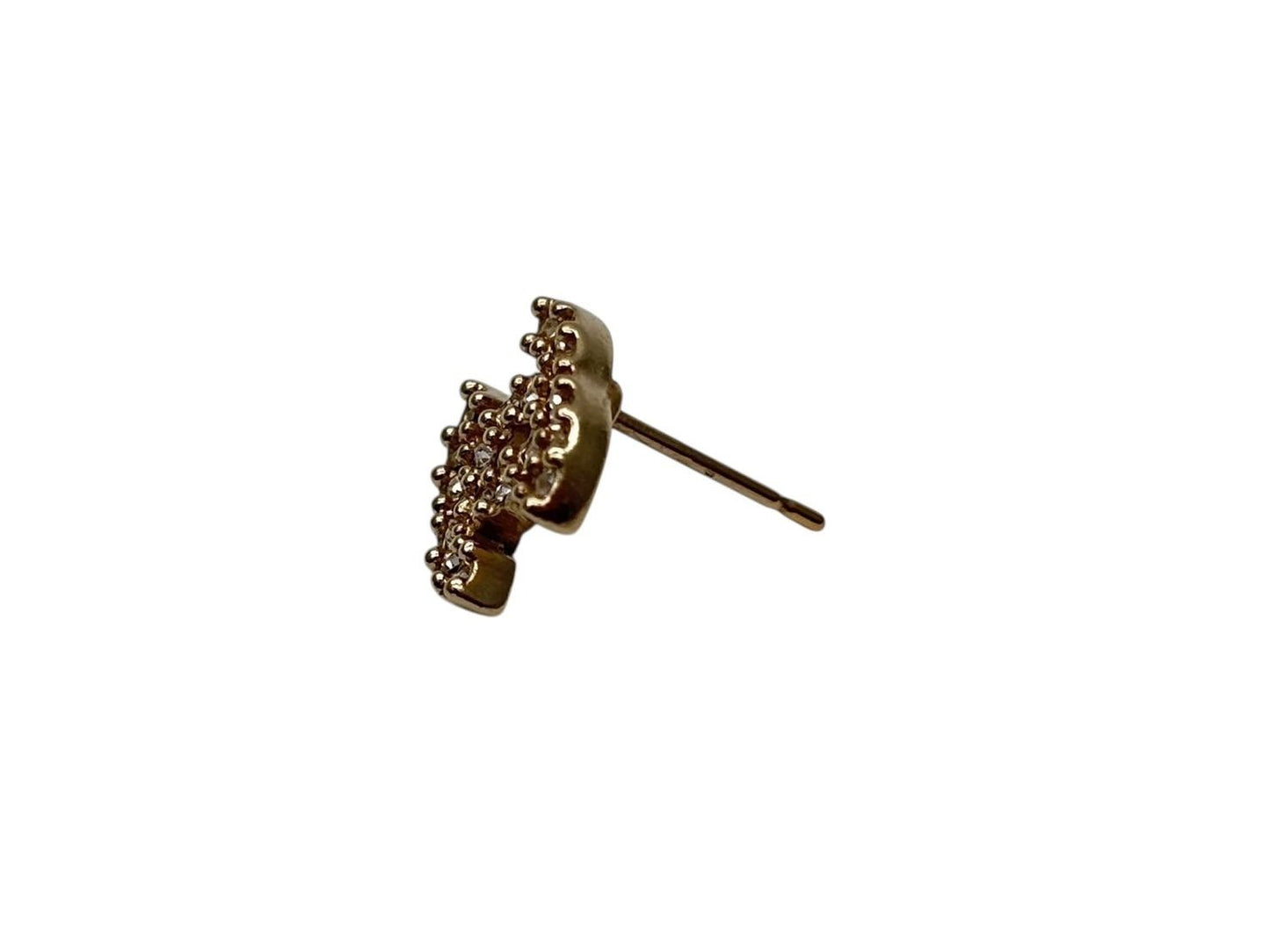 Chanel CC Logo Earrings Rhinestone Metal Gold Plated Clear — view 4