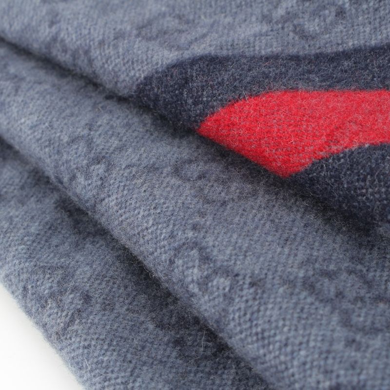 Gucci Wool GG Sherry Line Fringe Scarf 570603 Navy