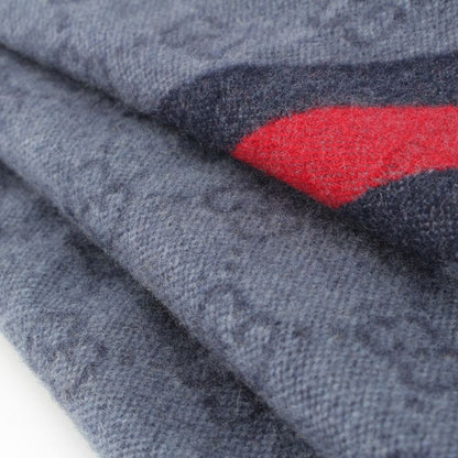 Gucci Wool GG Sherry Line Fringe Scarf 570603 Navy