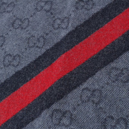 Gucci Wool GG Sherry Line Fringe Scarf 570603 Navy