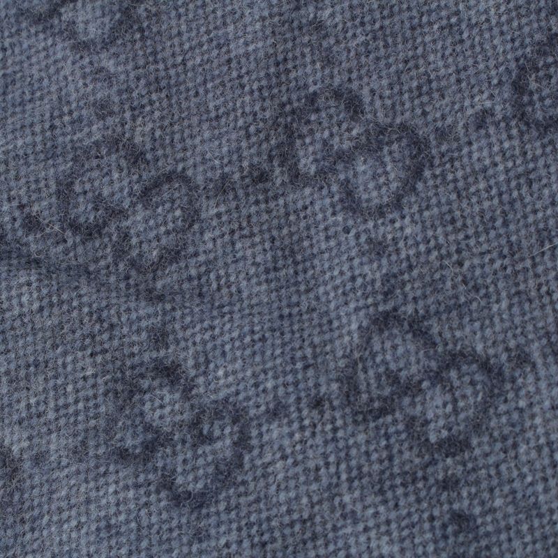 Gucci Wool GG Sherry Line Fringe Scarf 570603 Navy