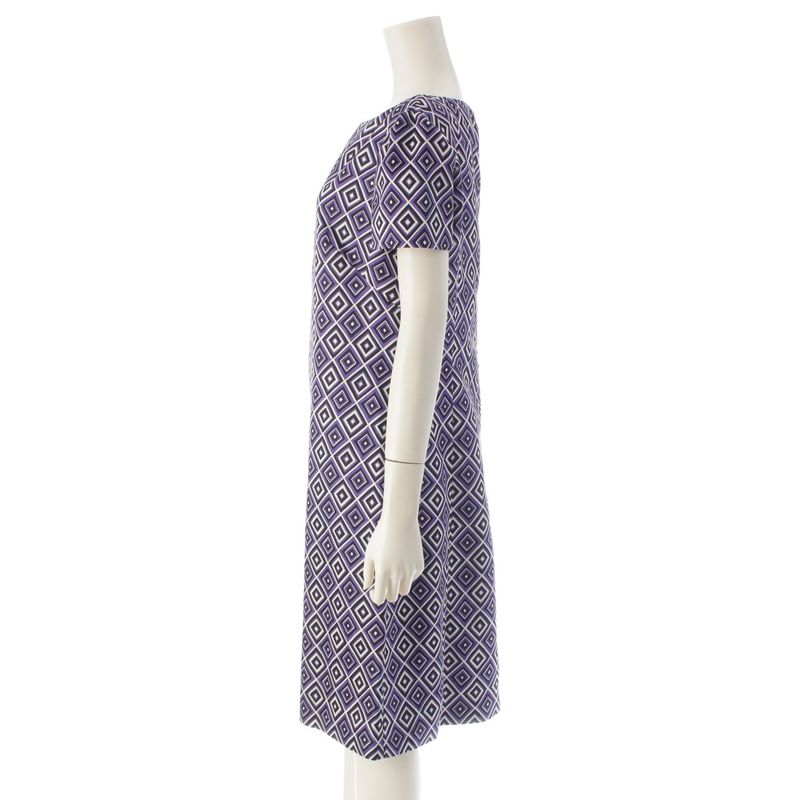 Prada '12 Wool And Silk Print Dress Purple 44