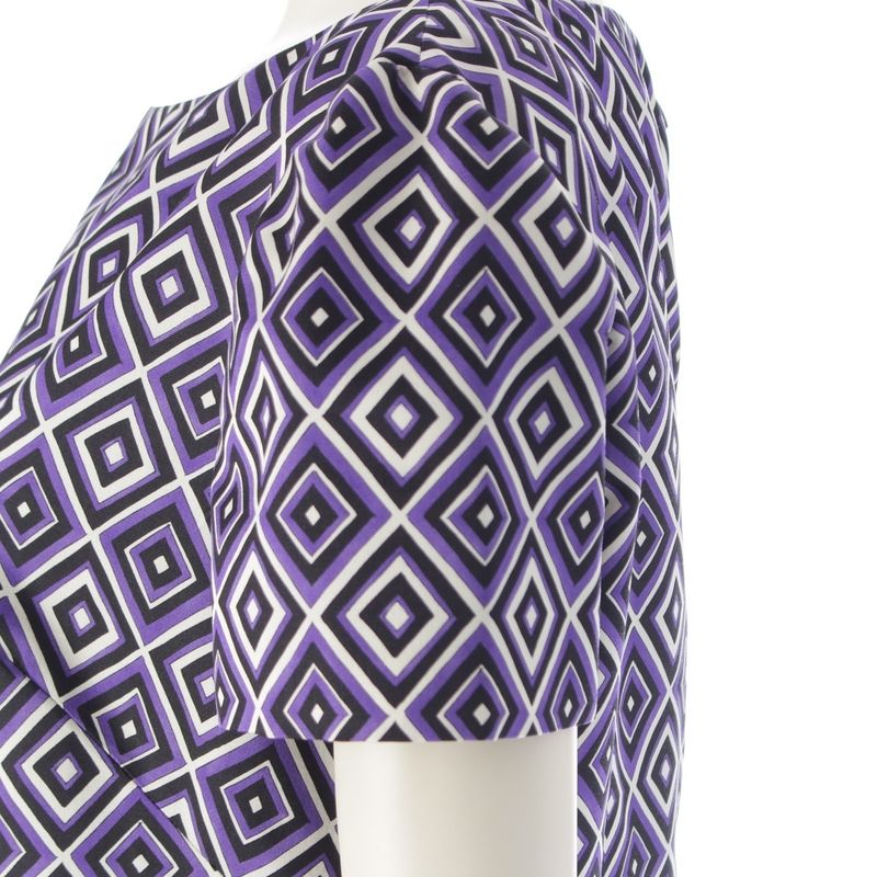Prada '12 Wool And Silk Print Dress Purple 44