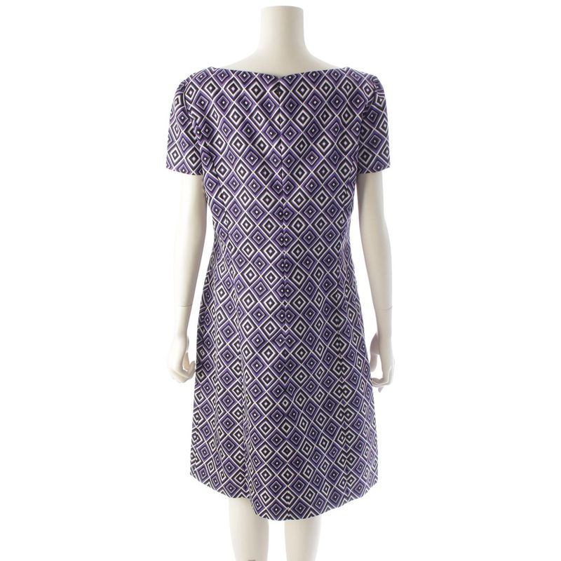 Prada '12 Wool And Silk Print Dress Purple 44