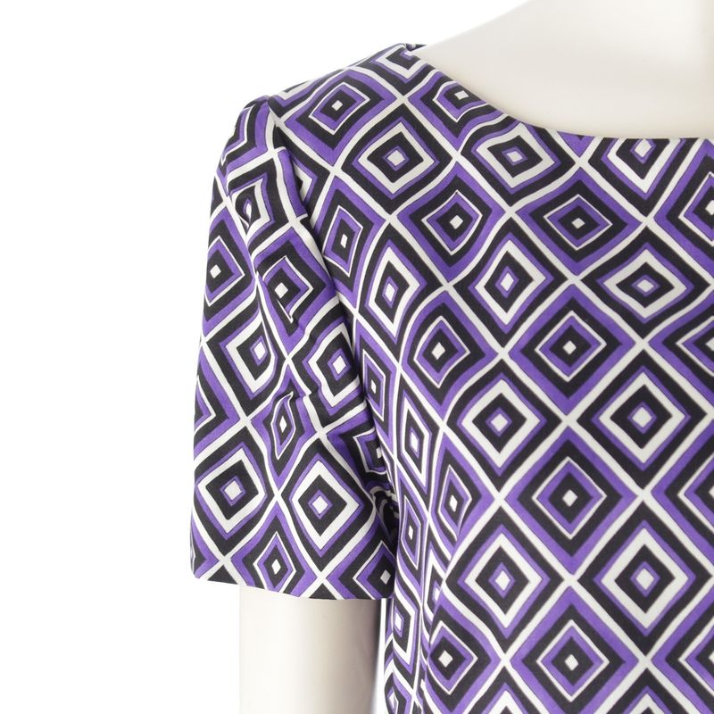 Prada '12 Wool And Silk Print Dress Purple 44