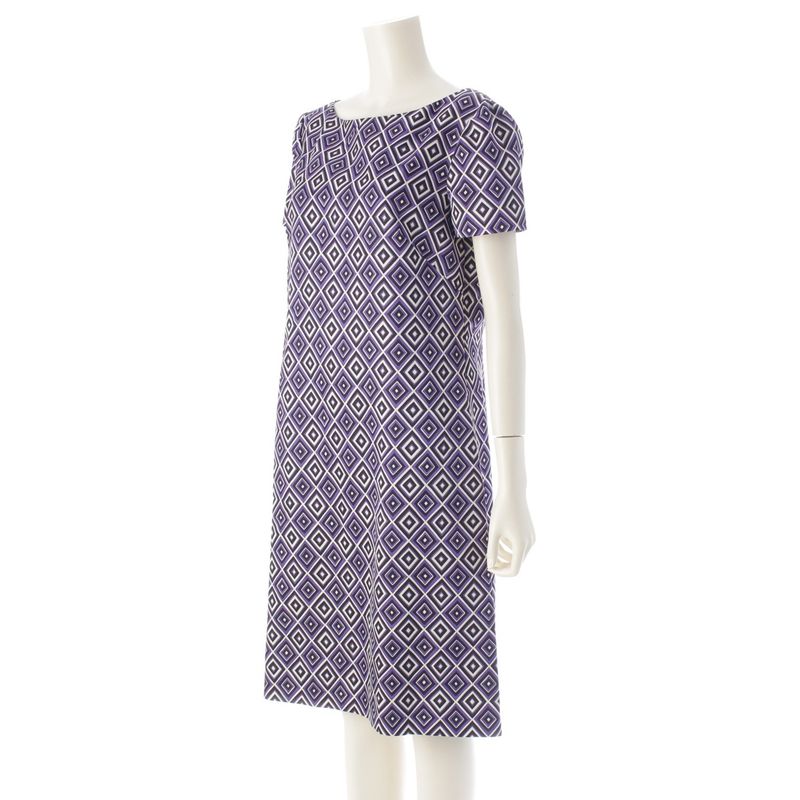Prada '12 Wool And Silk Print Dress Purple 44