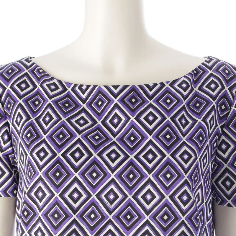 Prada '12 Wool And Silk Print Dress Purple 44
