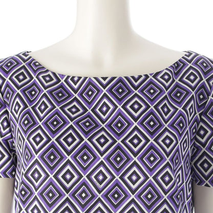 Prada '12 Wool And Silk Print Dress Purple 44