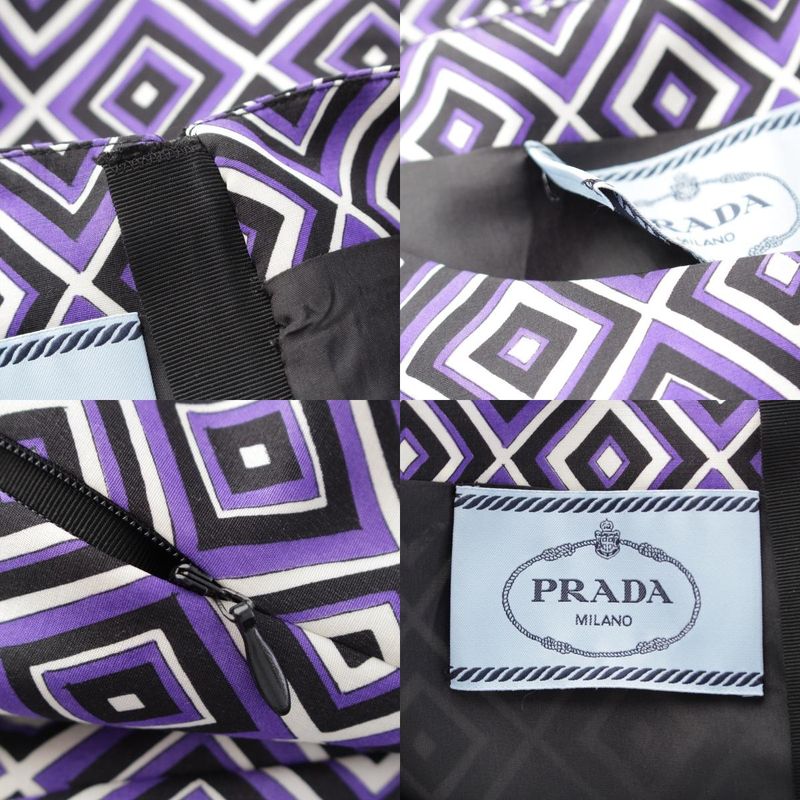 Prada '12 Wool And Silk Print Dress Purple 44