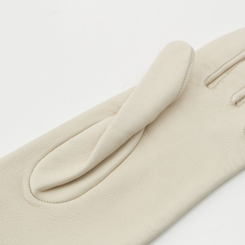 Celine Leather Triomphe Long Gloves White