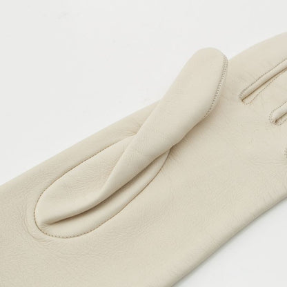 Celine Leather Triomphe Long Gloves White