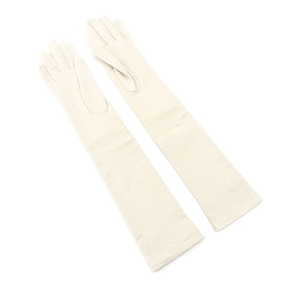 Celine Leather Triomphe Long Gloves White