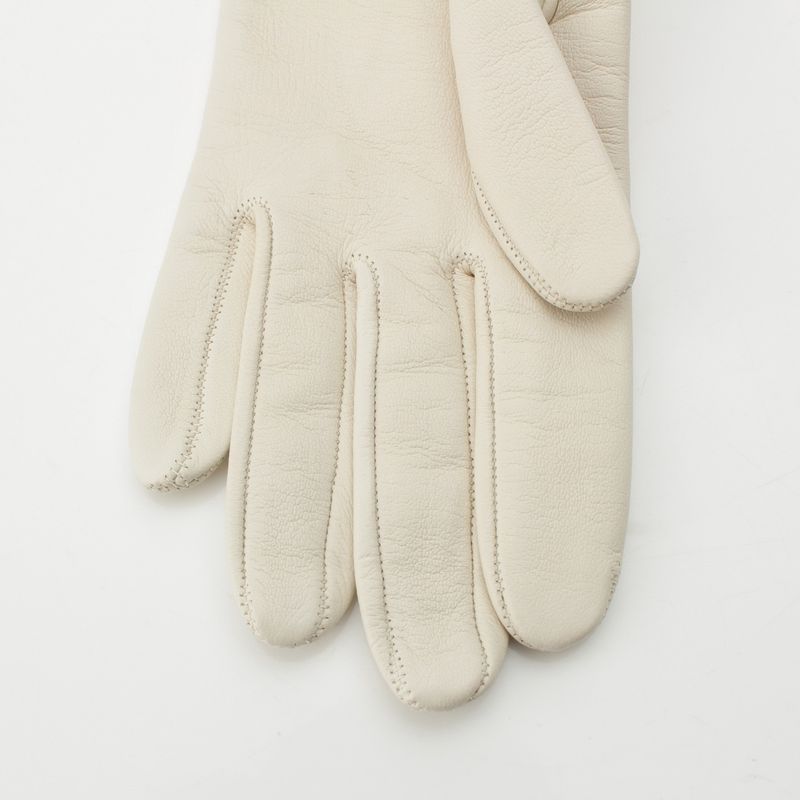 Celine Leather Triomphe Long Gloves White