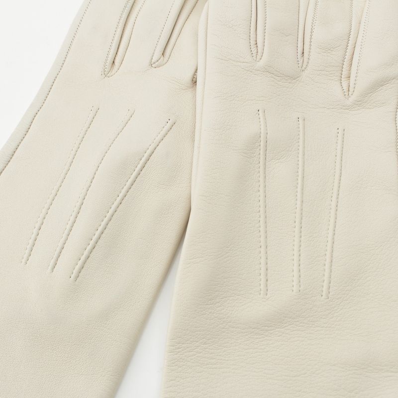 Celine Leather Triomphe Long Gloves White