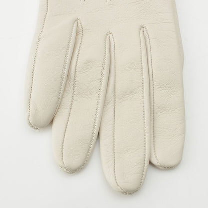 Celine Leather Triomphe Long Gloves White