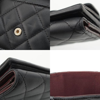 Chanel Lambskin Matelasse Compact Wallet Trifold Black
