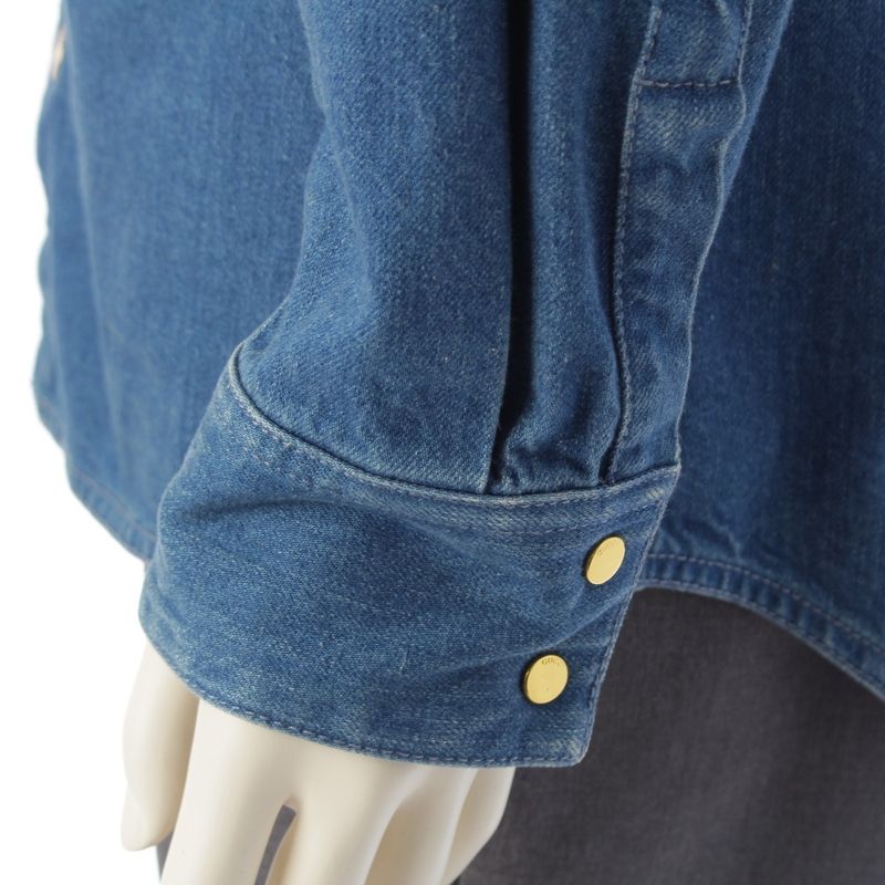 Gucci Webline Sherry Line Denim GG Logo Gold Hardware Long Sleeve Shirt Tops