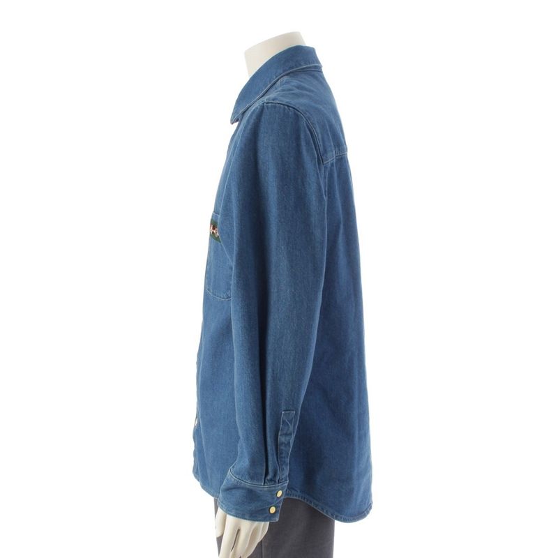 Gucci Webline Sherry Line Denim GG Logo Gold Hardware Long Sleeve Shirt Tops