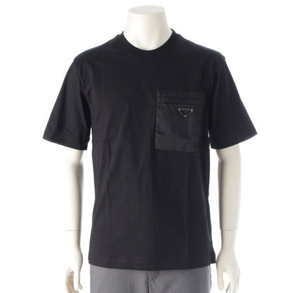 Prada 24 Cotton Re-nylon Triangle Logo Short Sleeve Tee Top Ujn661 Black M