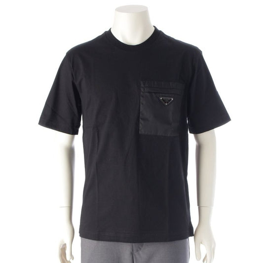 Prada 24 Cotton Re-nylon Triangle Logo Short Sleeve Tee Top Ujn661 Black M