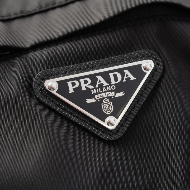 Prada 24 Cotton Re-nylon Triangle Logo Short Sleeve Tee Top Ujn661 Black M