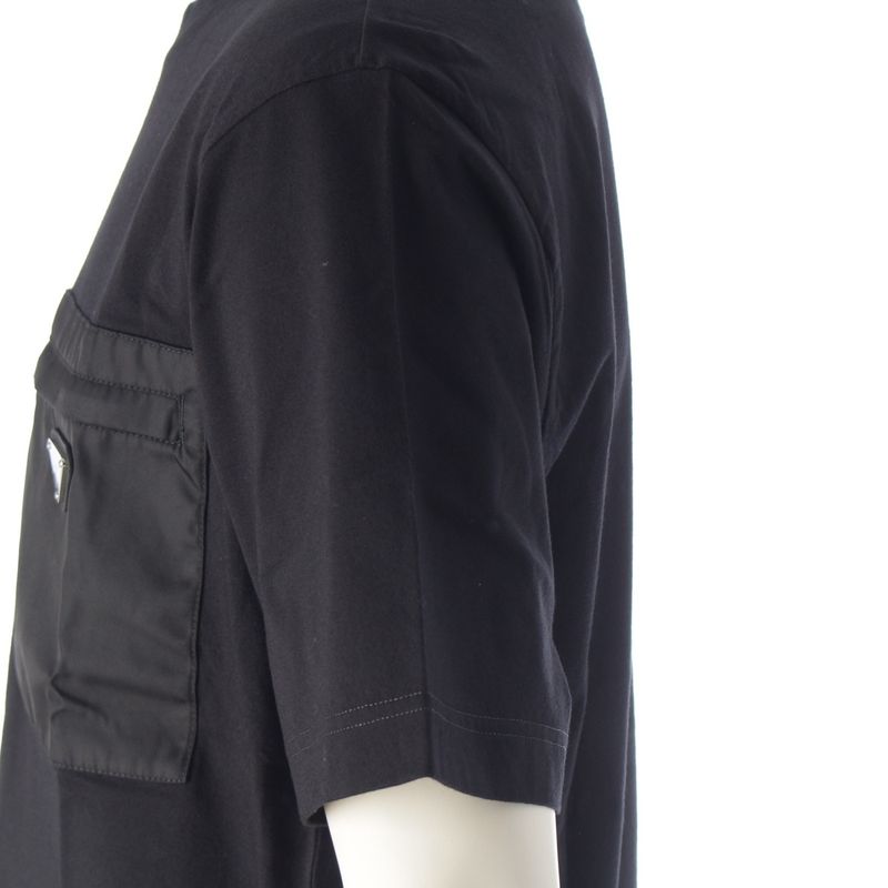 Prada 24 Cotton Re-nylon Triangle Logo Short Sleeve Tee Top Ujn661 Black M