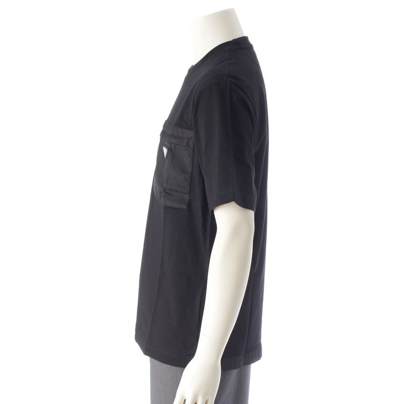 Prada 24 Cotton Re-nylon Triangle Logo Short Sleeve Tee Top Ujn661 Black M