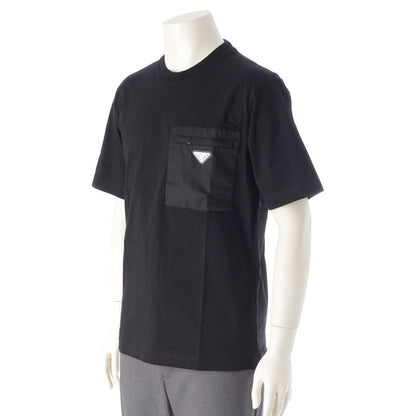 Prada 24 Cotton Re-nylon Triangle Logo Short Sleeve Tee Top Ujn661 Black M