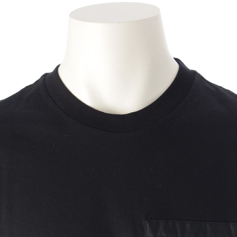 Prada 24 Cotton Re-nylon Triangle Logo Short Sleeve Tee Top Ujn661 Black M
